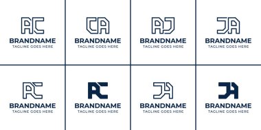 Harfler AC CA AJ JA Monogram Logo Seti, her iş için uygundur