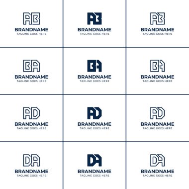 AB BA harfleri DA Monogram Logo Seti, her iş için uygundur