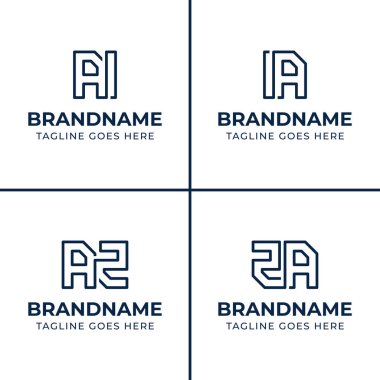 Harfler AI IZ AZ ZA Monogram Logo Seti, her iş için uygundur