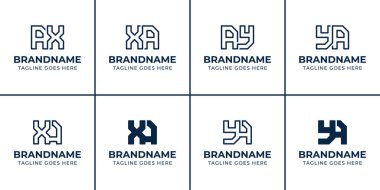 Harfler AX XA AY YA Monogram Logo Seti, her iş için uygundur