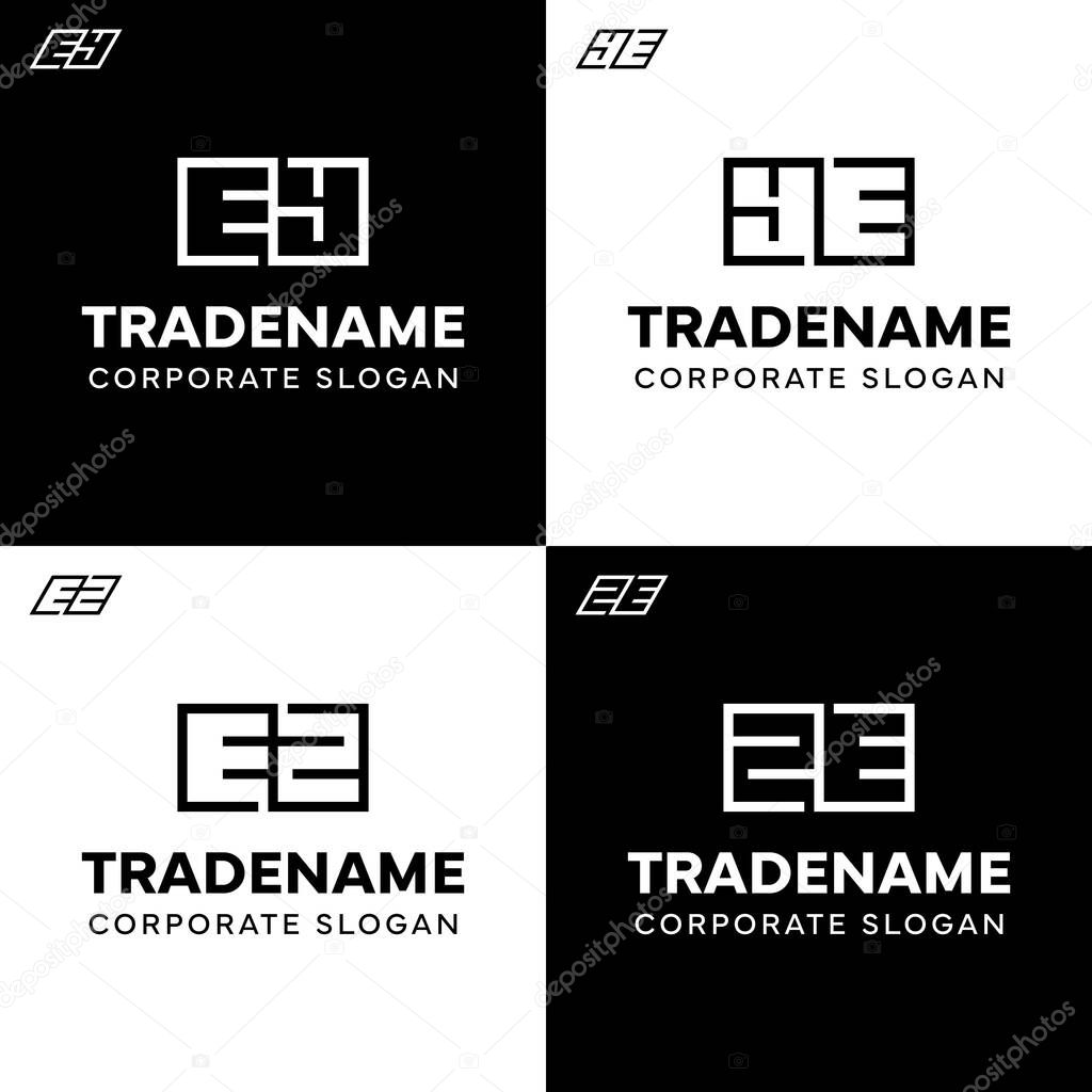 Letters EY YE EZ ZE Square and Dynamic Logo Set