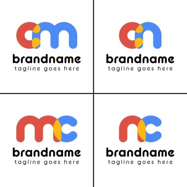 Harfler cm mc nc Playful Logo, eğlenceli, enerjik ve neşeyi temsil eder