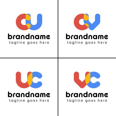 Harfler uc cv vc Playful Logo, eğlenceli, enerjik ve eğlenceli