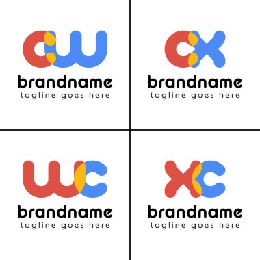 Harfler cw wc cx xc Oyuncak Logo, eğlenceli, enerjik ve neşeyi temsil eder