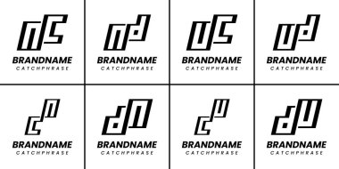 Harfler NC CN ND DN UC CU UD DU Monogram Logo Set, her iş için uygundur