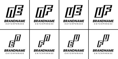 NE EN NF FN AB UFU Monogram Logosu Seti, her iş için uygun