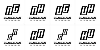 Harfler NG GN NH HN UG GU UH HU Monogram Logo Seti, her iş için uygundur