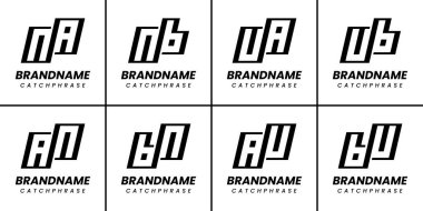 Harfler NA AN NB BN UA UB BU Monogram Logo Seti, her iş için uygundur
