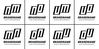 NM MN HAYIR MU UO OU Monogram Logo Seti, her iş için uygundur