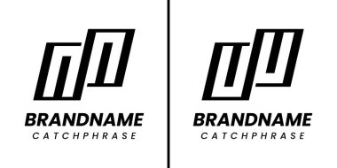 NN UU Monogram Logo Set Harfleri, NN veya UU baş harfleri olan her iş için uygundur
