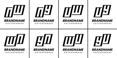 Harfler NW WN NY YN WU UU YU Monogram Logo Seti, her iş için uygundur