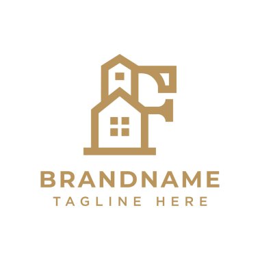 F Harfi Lüks Ev Logosu, lüksü, zarafeti ve lüks yaşamı simgeliyor.