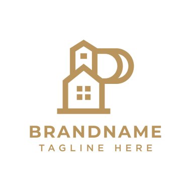 P Harfi Lüks Ev Logosu, lüksü, zarafeti ve lüks yaşamı simgeliyor.