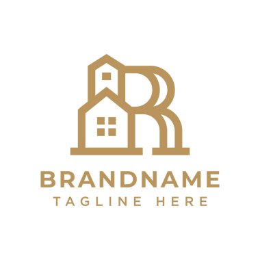 Harf R Ev Lüks Logosu, lüksü, zarafeti ve lüks yaşamı simgeliyor.