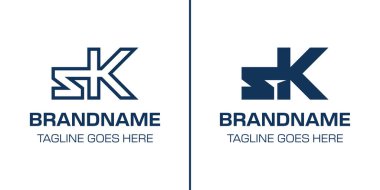 Harfler SK Monogram Logo Set, herhangi bir marka için uygun K.S. veya SK baş harfleri
