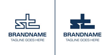 ST Monogram Logo Set Harfleri TS veya ST baş harfleri olan her marka için uygundur