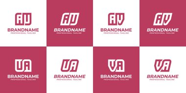 Harfler AU AV VA Monogram Logosu, baş harfler için uygundur.