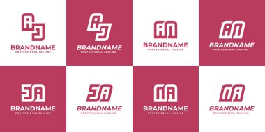 Harfler AJ JA AN NA Monogram Logosu, her marka için uygundur