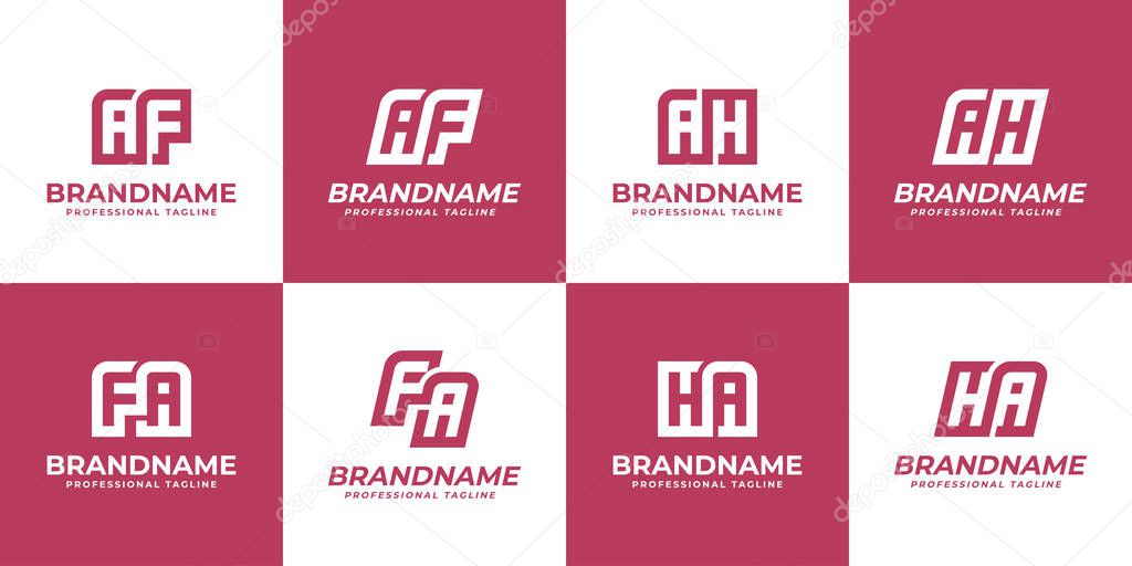 Letters AF FA AH HA Monogram Logo, suitable for any initials brand