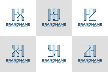 Harfler HX XH HY YH HH ZH Stripe Logo Seti, her iş için uygundur