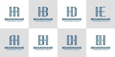 Harfler HA AH HB BH HD DH He EH Stripe Logo Seti, her iş için uygun