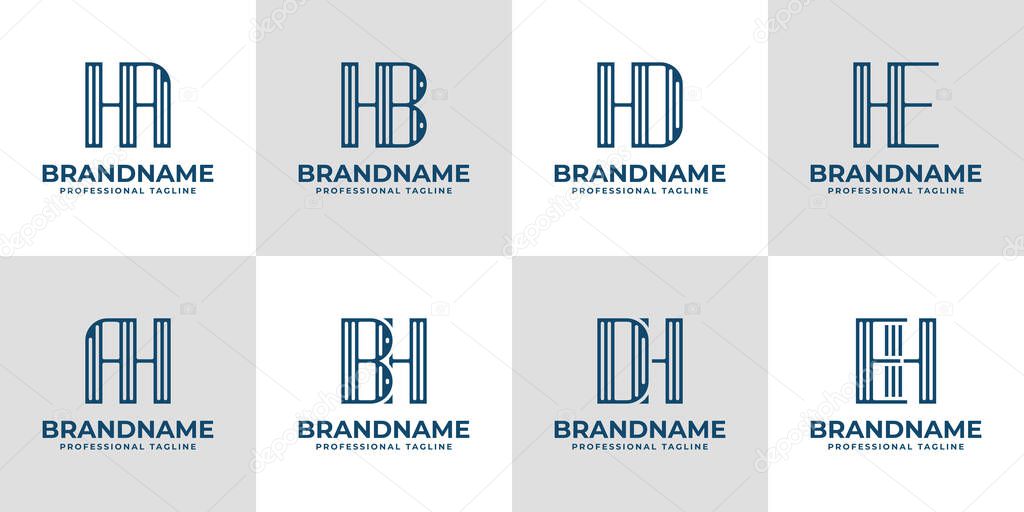 Letters HA AH HB BH HD DH HE EH Stripe Logo Set, suitable for any business