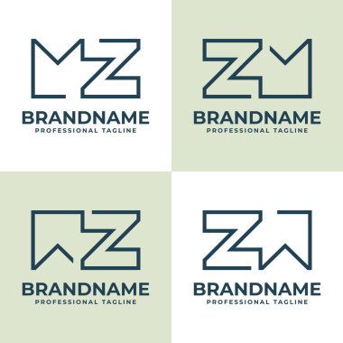 MZ ZM WZ ZW Monogram Logosu, her iş için uygundur