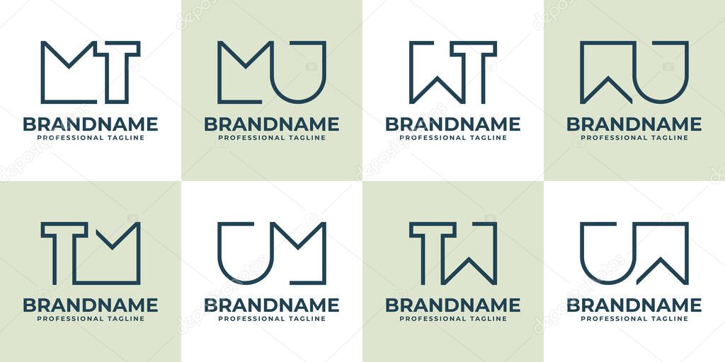 Letters MT TM MU UM WT TW WU UW Monogram Logo