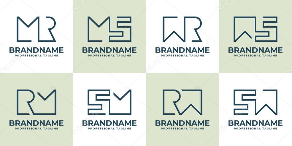 Letters MR RM MS SM WR RW WS SW Monogram Logo