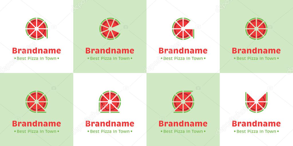 Letter A C G O Q R S U Watermelon Logo, symbolizing freshness, fun, and creativity