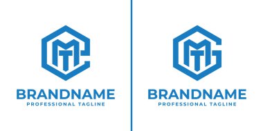 EMT, ETM, MTE, MET, TME, TEM, GMT, GTM, MGT, TMG, TGM baş harfleri için EMT ve GMT Hexagon Logosu