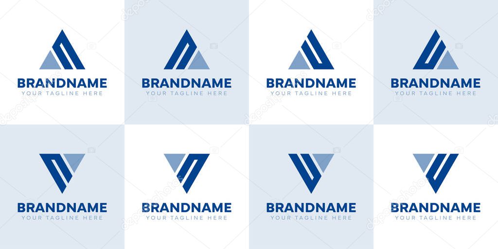 Letters AN NA VN NV AU UA VU UV Logo Set, Suitable For Any Brand