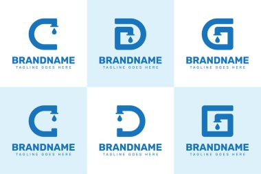Harf C D G Musluk Musluğu Tesisat Logosu Seti, profesyonel ve güvenilir tesisat çözümlerini sembolize ediyor