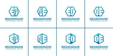 EN NE EO OE Hexagon Logosu Seti, yapı, denge ve birliği sembolize eder