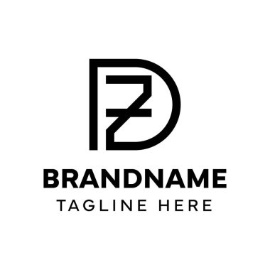 Harfler DZ Monogram Logosu, ZD veya DZ baş harfleri olan her marka için uygundur