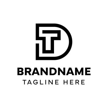 Harfler DT Monogram Logosu, herhangi bir marka için uygun TD veya DT baş harfleri