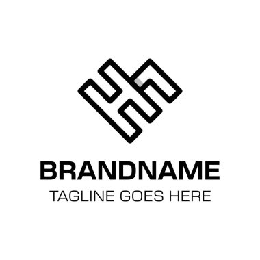 HE harfi veya HM monogram logosu, He EH HM baş harfleri olan her marka için uygundur.