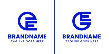 EE ve GE Monogram Logosu harfleri, EE GE EG baş harfleri olan her iş için