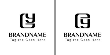GY VE EY Monogram Logosu, GY YG EY YE baş harfleriyle iş yapmak için.