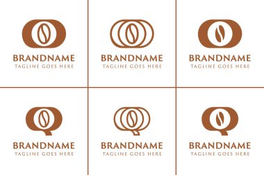 Kahve dükkanları, kızartma makineleri ya da içeceklerdeki markalar için O ve Q kahve çekirdeği logosu.