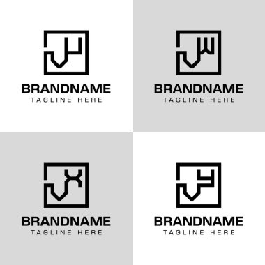 Harfler VU VX VY Monogram Logo Set, VU VV VV VV VV XV VY harfleri ile iş yapmak için