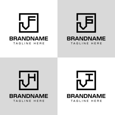 VF VG VH VI Monogram Logo Set, VF FV VV GV VV VV IV baş harfleri ile iş yapmak için