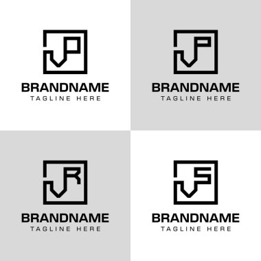 Harfler VO VR VR VS Monogram Logo Set, VO OV VV VV RV RV RV baş harfleri ile iş yapmak için