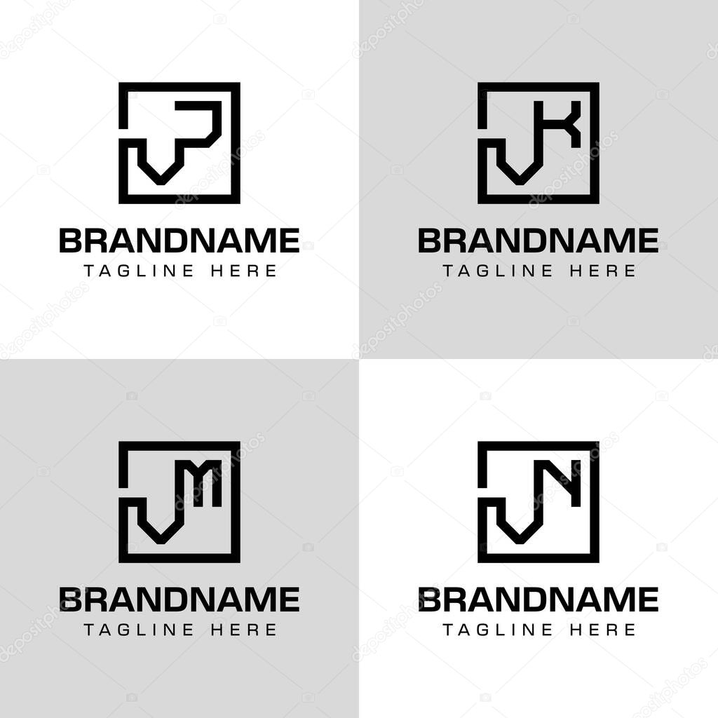 Letters VJ VK VM VN Monogram Logo Set, for business with VJ JV VK KV VM MV VN NV initials