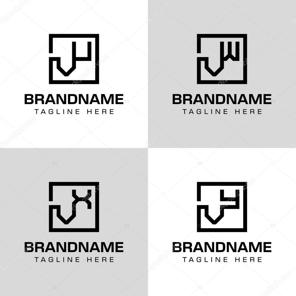 Letters VU VW VX VY Monogram Logo Set, for business with VU UV VW WV VX XV VY YV initials