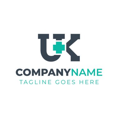 İngiltere Tıbbi Artı Logosu, hastaneler, klinikler, İngiltere ya da KU harfli eczane.