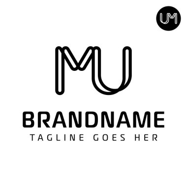 MU Monogram Logosu Harfleri, MU ve UM harfleriyle iş yapmak için.