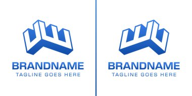 Harfler UW veya WU 3D Monogram Logosu, gücü, dinamizmi ve teknolojiyi simgeler