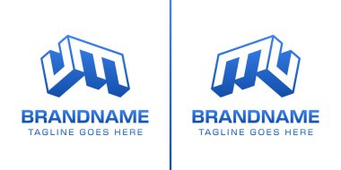 Harfler UM veya MU 3D Monogram Logosu, gücü, dinamizmi ve teknolojiyi simgeler