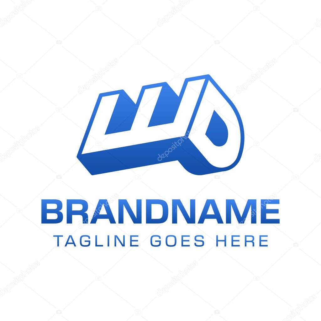 Letters WD 3D Monogram Logo, Symbolizes strength, dynamism, and technology